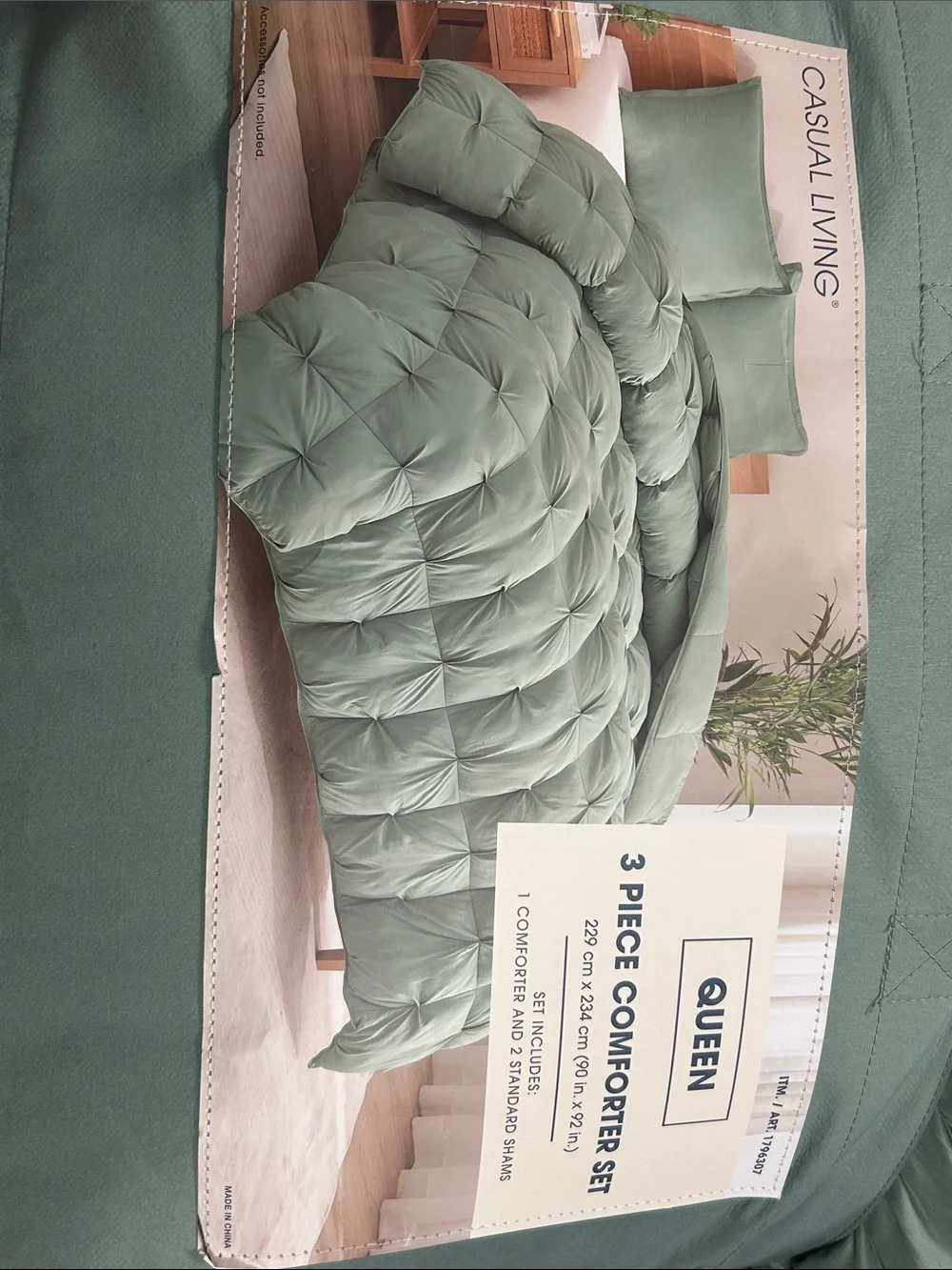 Casual Living Sage Green Queen Comforter Set - 3 Piece